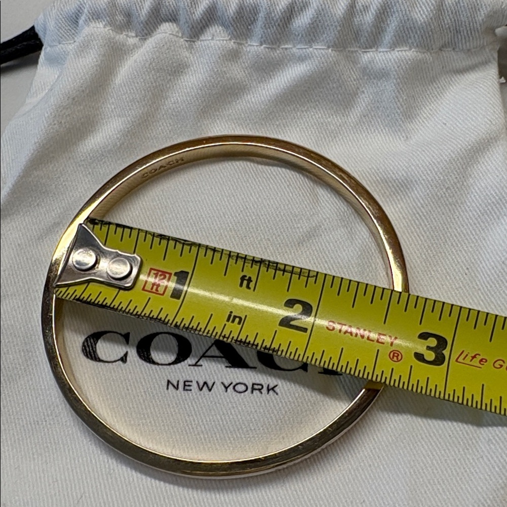 Coach White and Gold Enamel Signature Bangle Bracelet - Picture 3 of 3